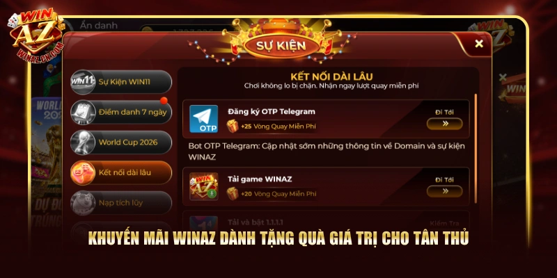 Khuyến mãi WinAZ dành tặng quà giá trị cho tân thủ 