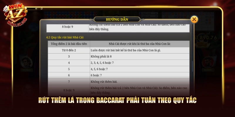 Rút thêm lá trong Baccarat phải tuân theo quy tắc
